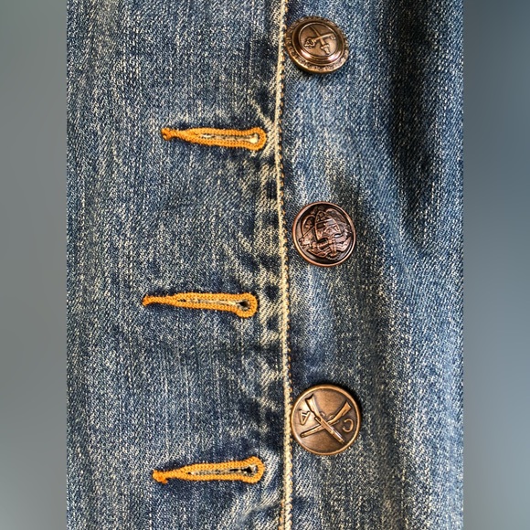 RARE: Ralph Lauren Jean Jacket with Gold Accents Size 2. - Picture 9 of 14